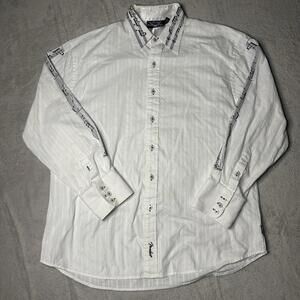 Vintage Fender Custom Shop Rock & Roll Black Music Notes Embroidered Shirt Sz XL